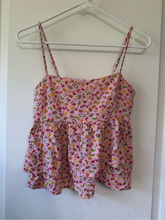 Forever 21 Tops - Forever 21 Pink Fruit-Print Peplum Camisole